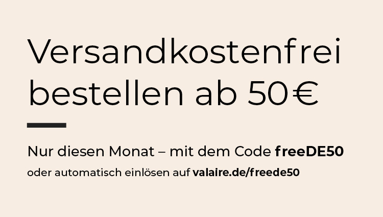 Versandkostenfrei ab 50€. Bis zum 31.05. versandkostenfrei ab 50€ Mindestbestellwert mit dem Code freeDE50.
